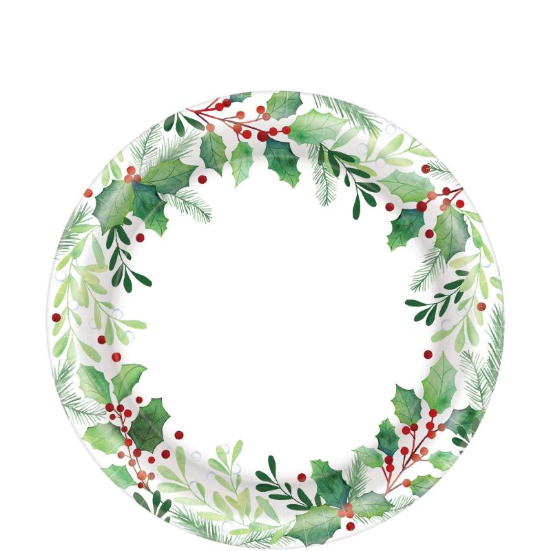 Christmas | Traditional Holly Christmas Paper Lunch Plates, 8.5In, 50Ct Christmas Christmas