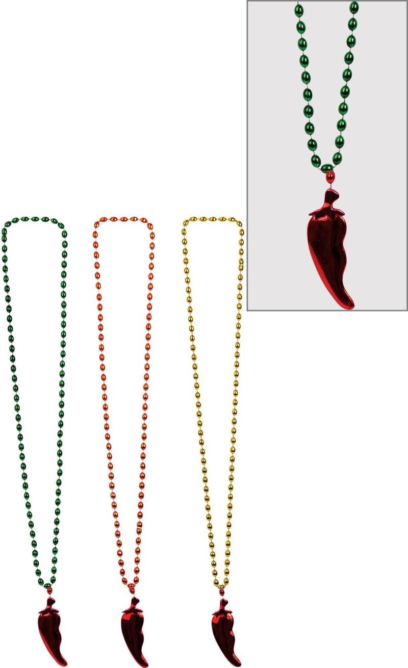 Cinco de Mayo | Chili Pepper Pendant Bead Necklaces 3Ct Cinco de Mayo Cinco de Mayo