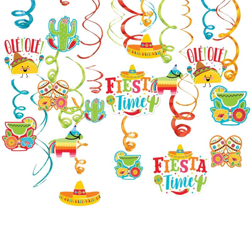 Cinco de Mayo | Fiesta Time Swirl Decorations 30Ct Cinco de Mayo Cinco de Mayo