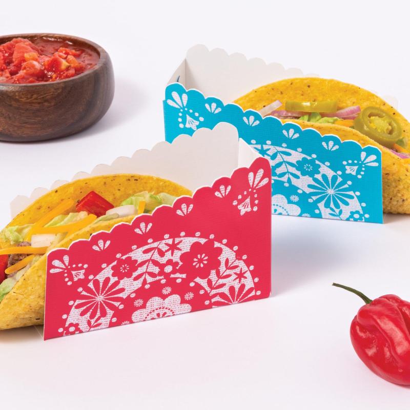 Cinco de Mayo | Fiesta Viva La Party Cardstock Taco Holders, 3.2In X 4.7In, 12Ct Cinco de Mayo Cinco de Mayo