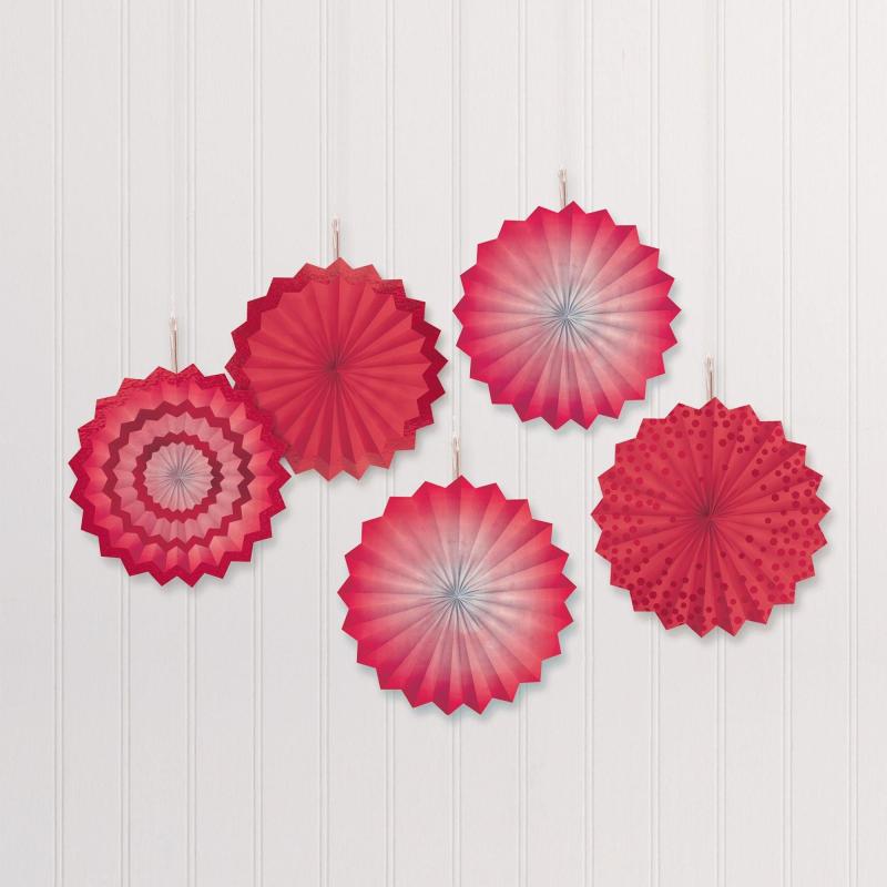 Cinco de Mayo | Red Mini Paper Fan Decorations, 6In, 5Ct Cinco de Mayo Cinco de Mayo