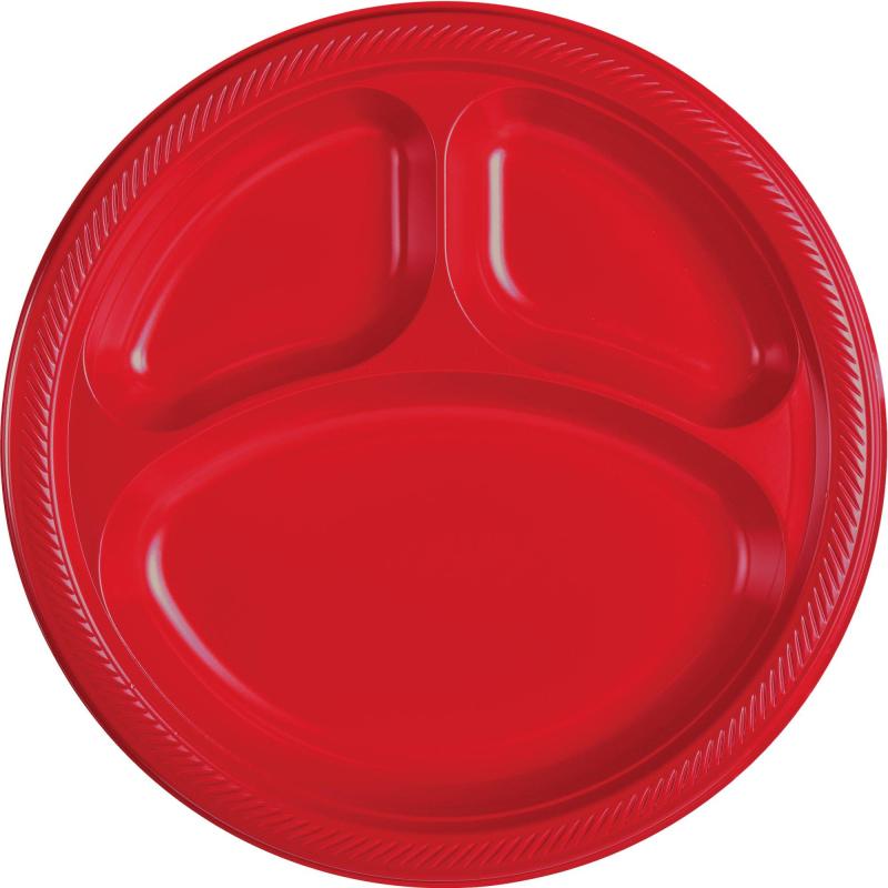 Cinco de Mayo | Red Plastic Divided Dinner Plates 20Ct Cinco de Mayo Cinco de Mayo