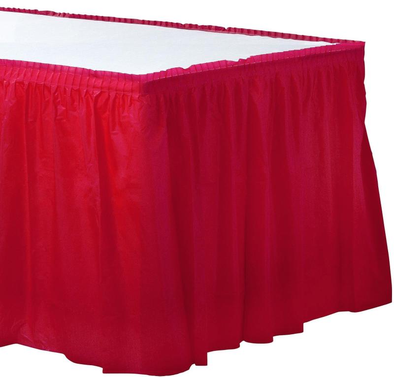 Cinco de Mayo | Red Plastic Table Skirt, 21Ft X 29In Cinco de Mayo Cinco de Mayo