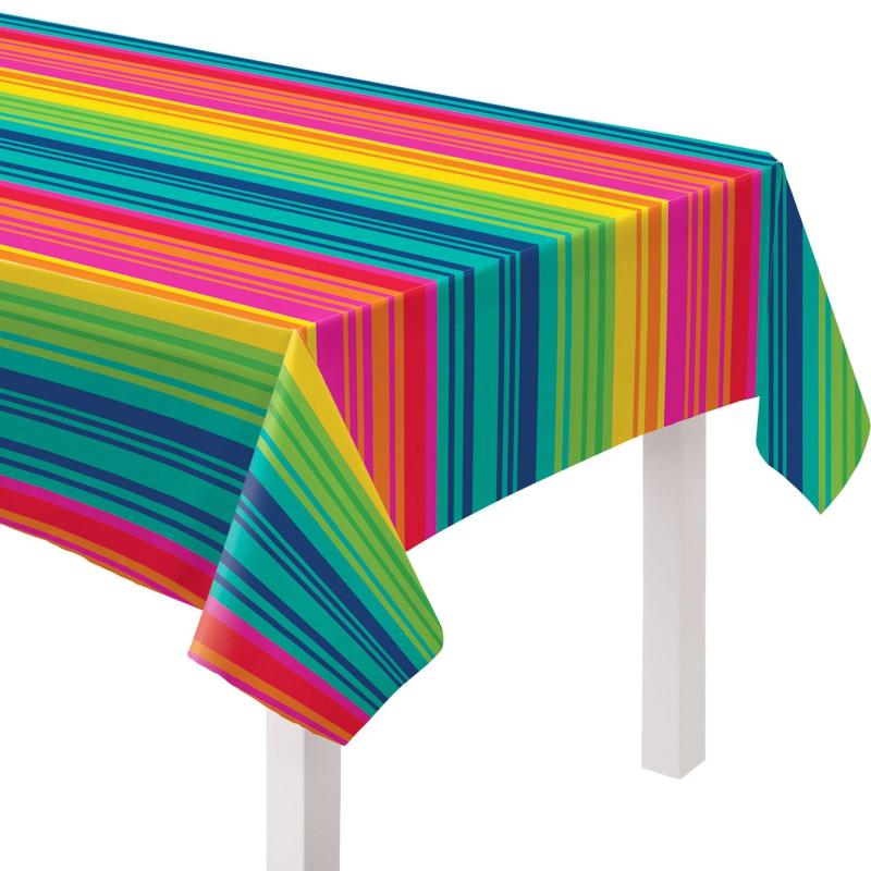 Cinco de Mayo | Serape Striped Flannel-Backed Vinyl Table Cover Cinco de Mayo Cinco de Mayo