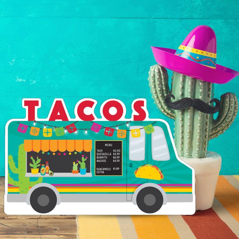 Cinco de Mayo | Taco Truck Centerpiece Cardboard Cutout, 18In X 10.9In – Fiesta Cinco de Mayo Cinco de Mayo