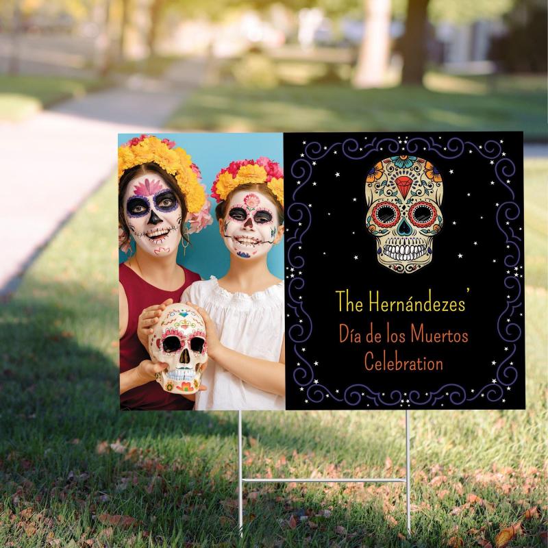 Day of the Dead | Custom Sugar Skull Photo Yard Sign Day of the Dead Day of the Dead