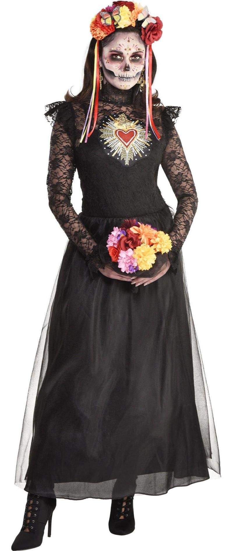 Day of the Dead | Day Of The Dead Sacred Heart Couture Dress For Adults Day of the Dead Day of the Dead