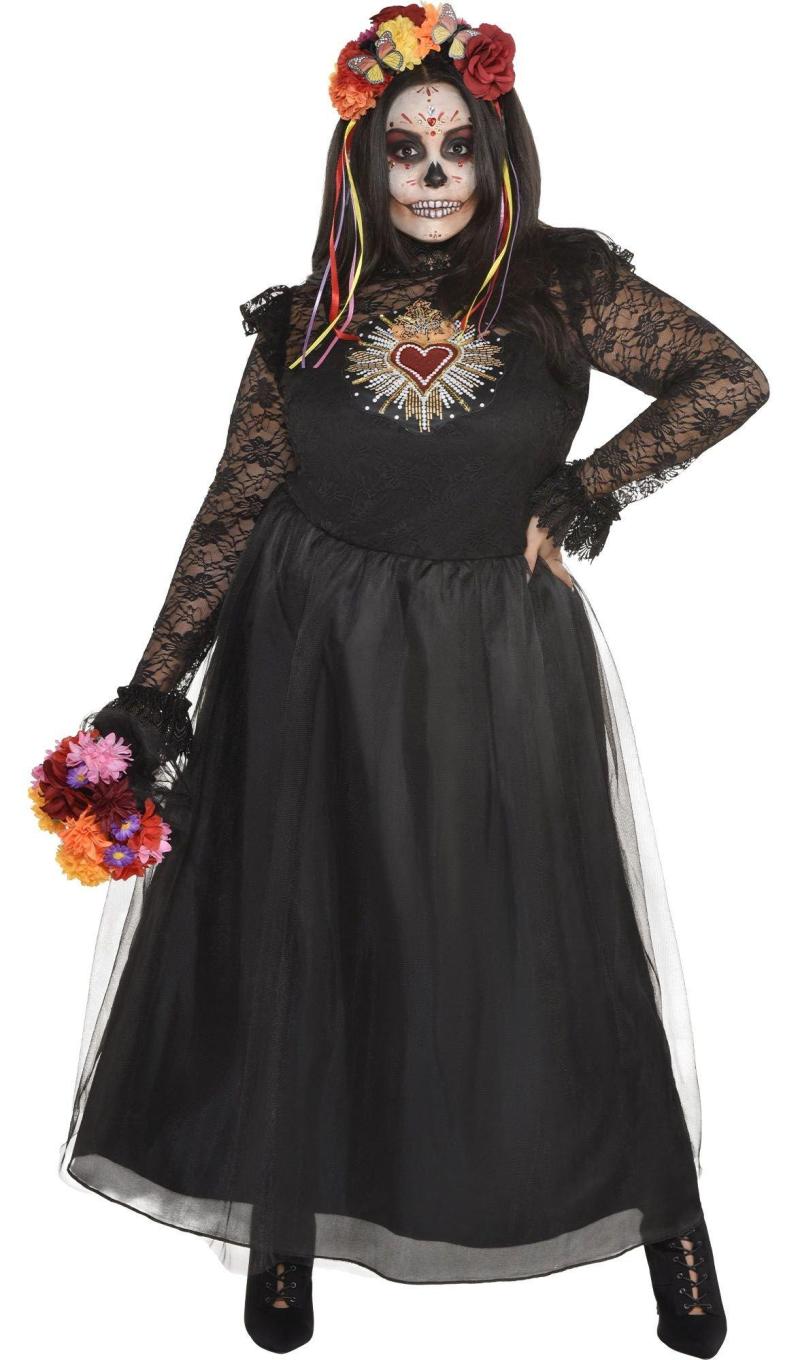 Day of the Dead | Day Of The Dead Sacred Heart Couture Plus Size Dress For Adults Day of the Dead Day of the Dead