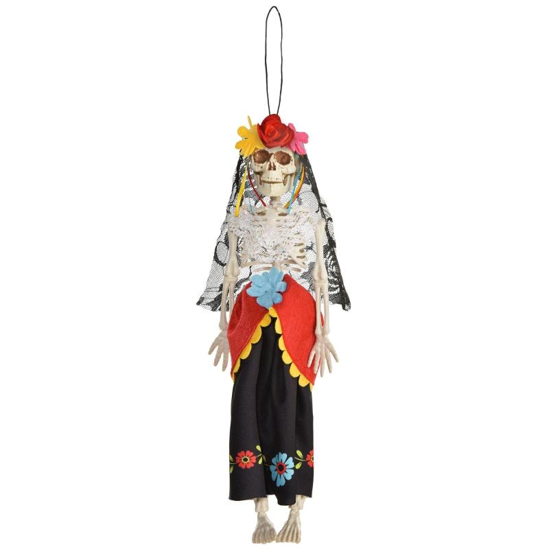 Day of the Dead | Day Of The Dead Skeleton Bride Fabric & Plastic Hanging Decoration, 12In Day of the Dead Day of the Dead