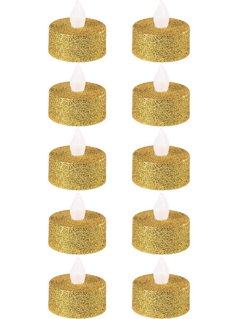 Diwali | Glitter Gold Tealight Flameless Led Candles 10Ct Diwali Diwali