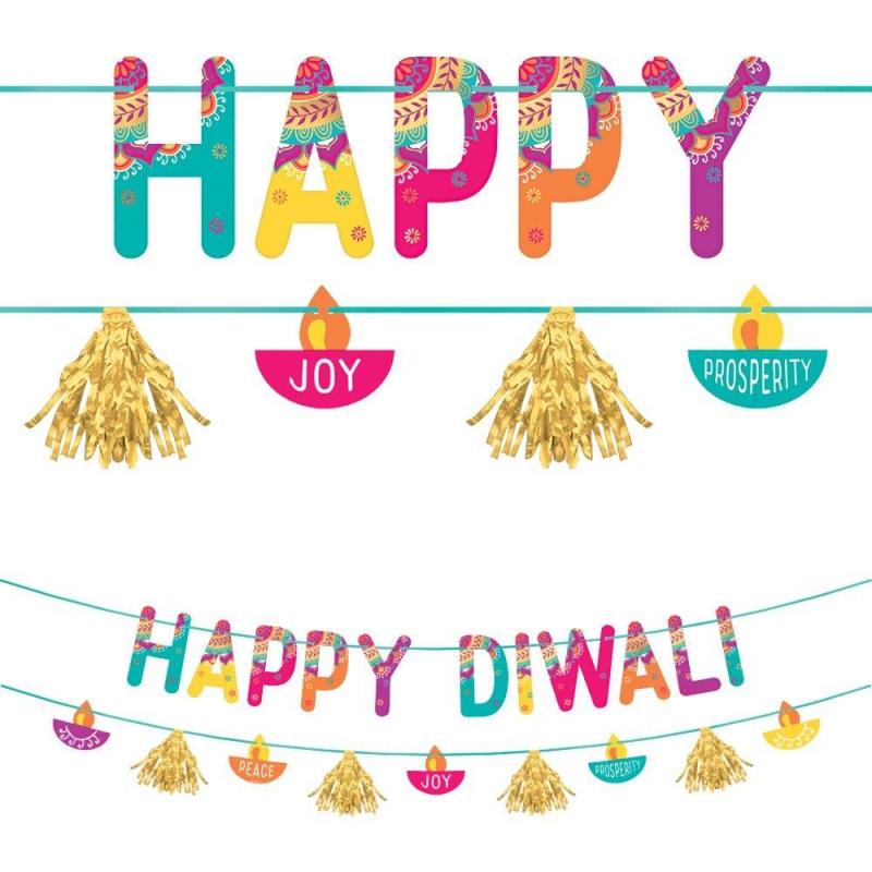 Diwali | Metallic Gold Happy Diwali Letter Banner With Cutout Banner Diwali Diwali