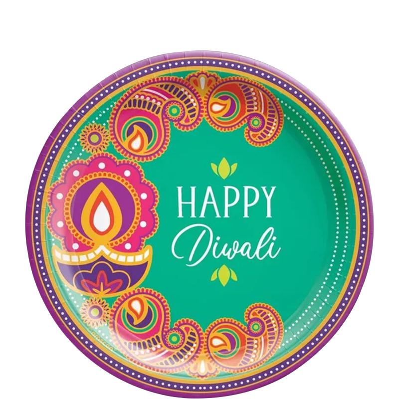 Diwali | Rangoli Dream Diwali Paper Dessert Plates, 7In, 8Ct Diwali Diwali