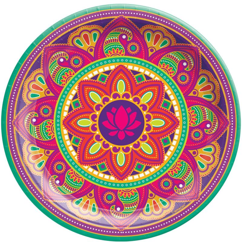 Diwali | Rangoli Dream Diwali Paper Dinner Plates, 10.5In, 8Ct Diwali Diwali