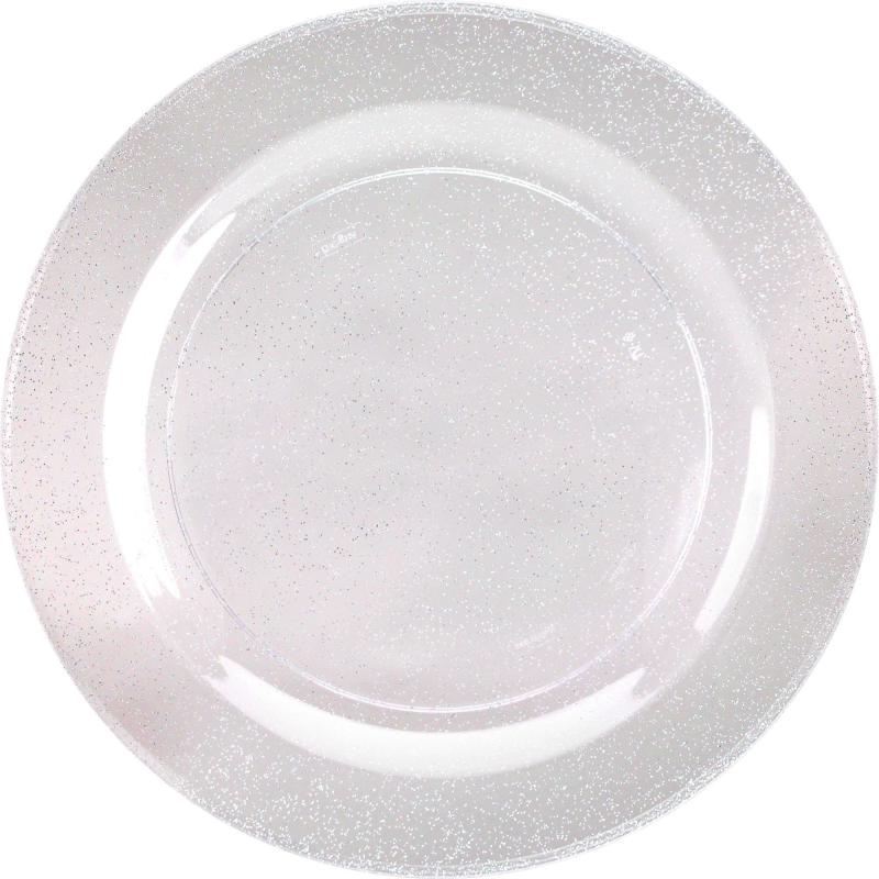 Diwali | Silver Glitter & White Premium Plastic Dinner Plates, 10.25In, 10Ct Diwali Diwali