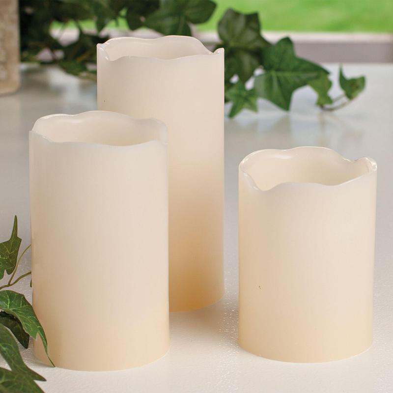 Diwali | White Pillar Flameless Led Wax Candle Set, 3Pc Diwali Diwali