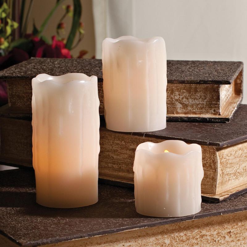 Diwali | White Wax Drip Votive Flameless Led Candle Set, 3Pc Diwali Diwali