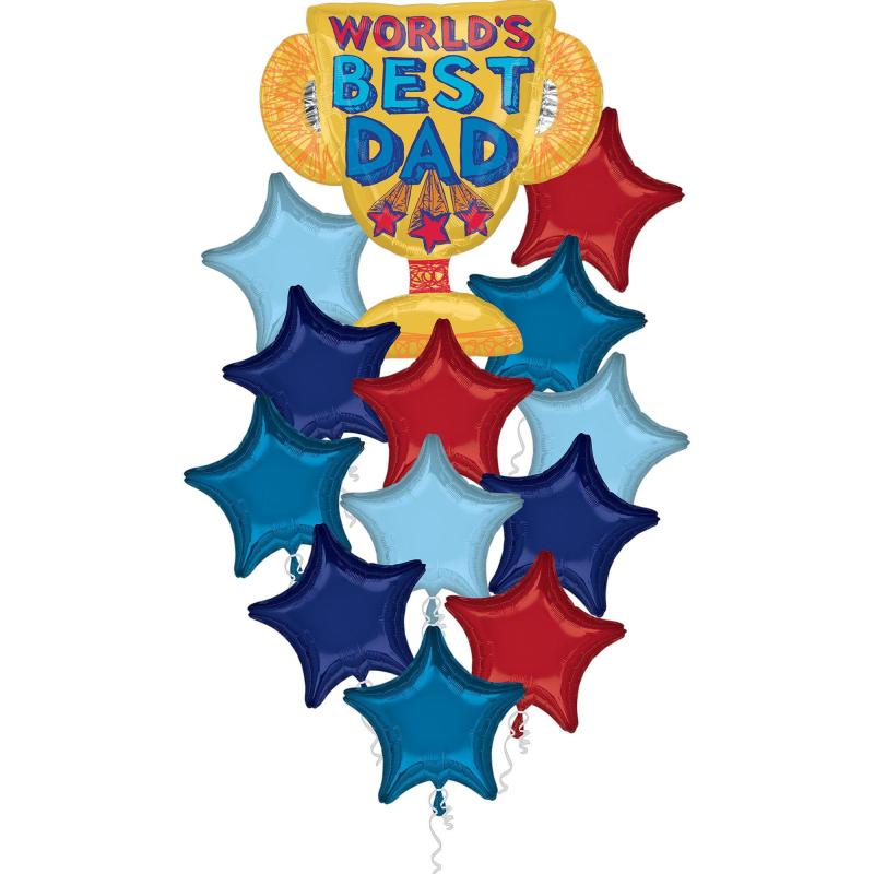 Father’s Day | Best Dad Trophy Premium Foil Balloon Bouquet, 13Pc Father's Day Father's Day