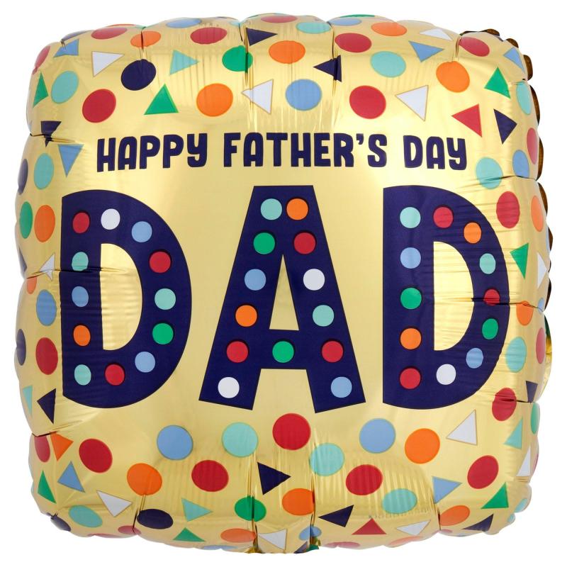 Father’s Day | Multicolor Shapes Father’s Day Square Balloon, 17In Father's Day Father's Day