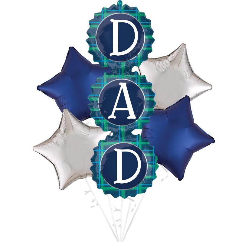 Father’s Day | Plaid Dad Father’s Day Foil Balloon Bouquet, 5Pc Father's Day Father's Day