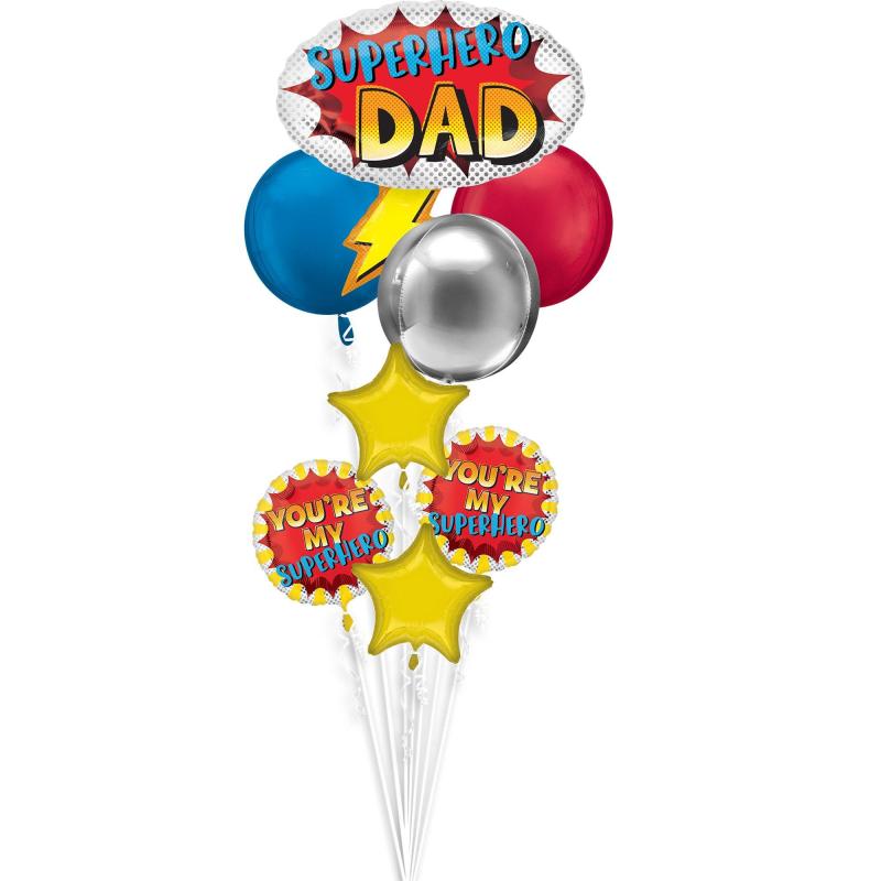 Father’s Day | Superhero Dad Premium Balloon Bouquet, 8Pc Father's Day Father's Day