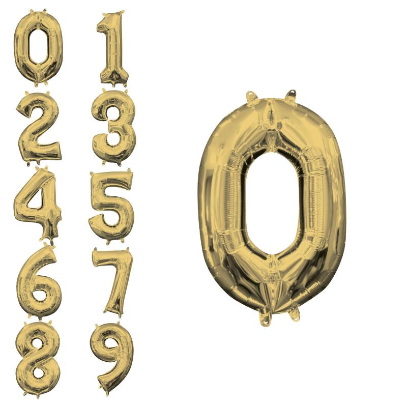 Juneteenth | 13In Air-Filled White Gold Number Balloon (0) Holidays & Occasions Juneteenth