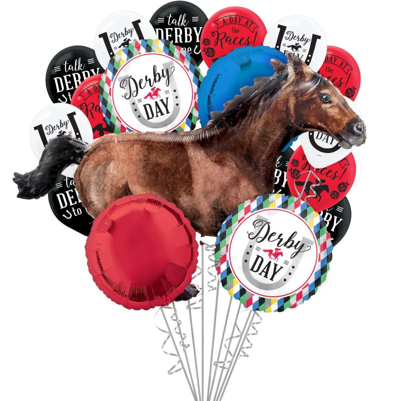 Kentucky Derby | Derby Day Foil & Latex Balloon Bouquet, 20Pc Holidays & Occasions Kentucky Derby