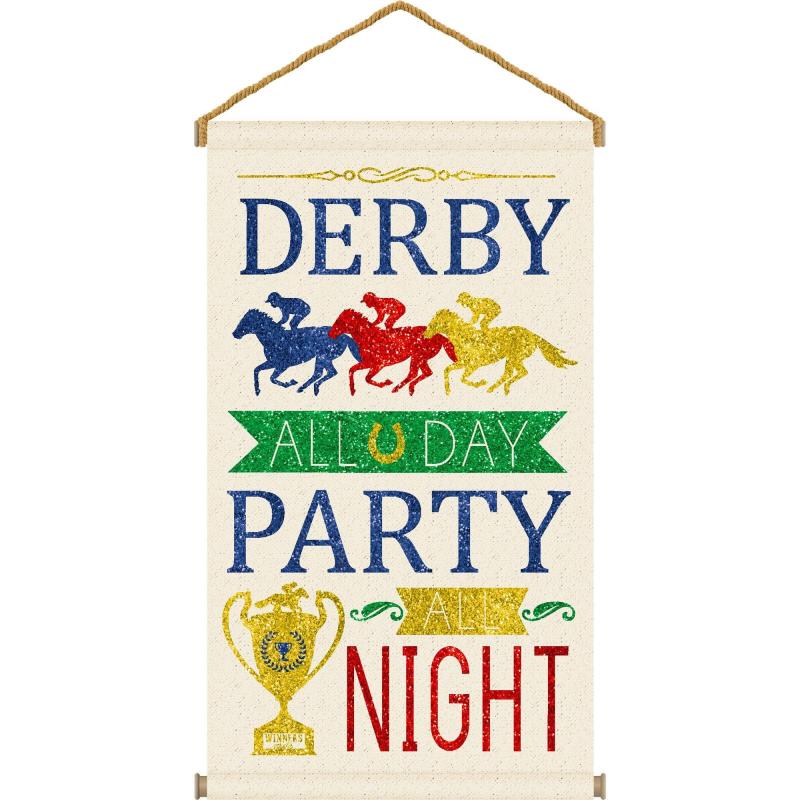 Kentucky Derby | Glitter Derby Day Canvas Sign Holidays & Occasions Kentucky Derby