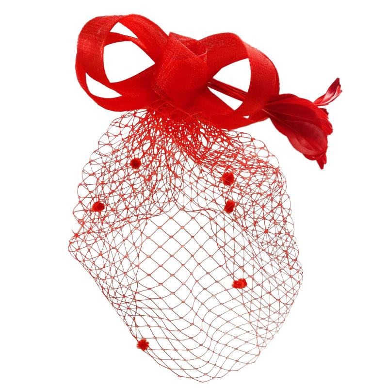 Kentucky Derby | Red Mesh & Feathers Kentucky Derby Fascinator Holidays & Occasions Kentucky Derby