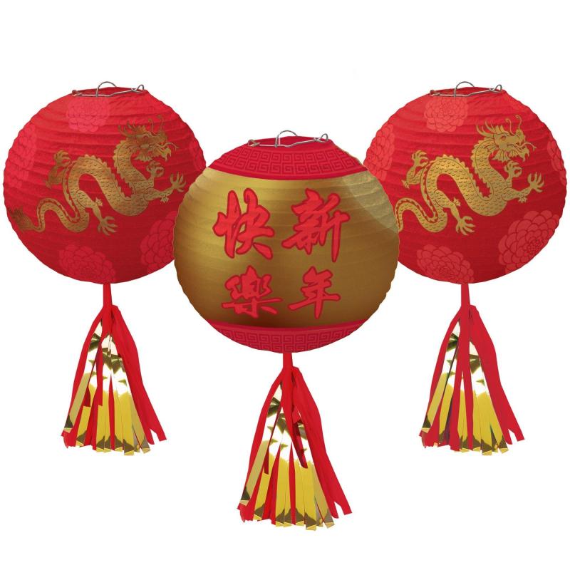 Lunar New Year | Chinese New Year Deluxe Paper Lanterns 3Ct Holidays & Occasions Lunar New Year