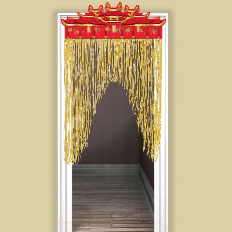 Lunar New Year | Chinese New Year Foil & Cardstock Doorway Curtain, 39In X 55In Holidays & Occasions Lunar New Year