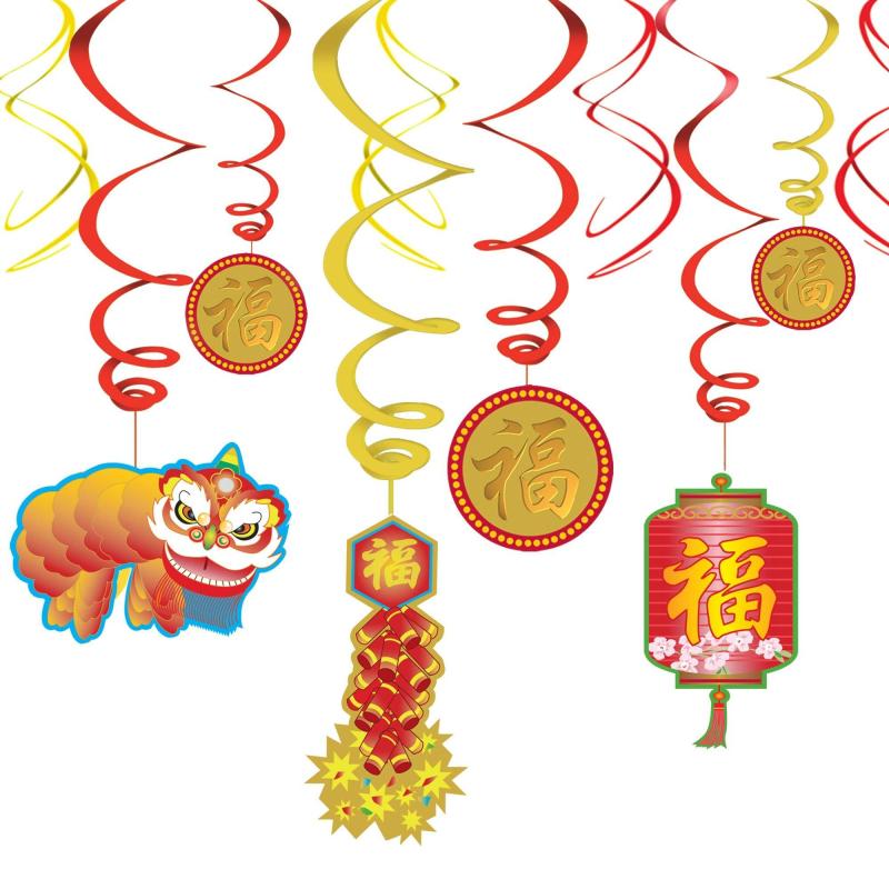 Lunar New Year | Chinese New Year Hanging Swirl Decorations 12Ct Holidays & Occasions Lunar New Year