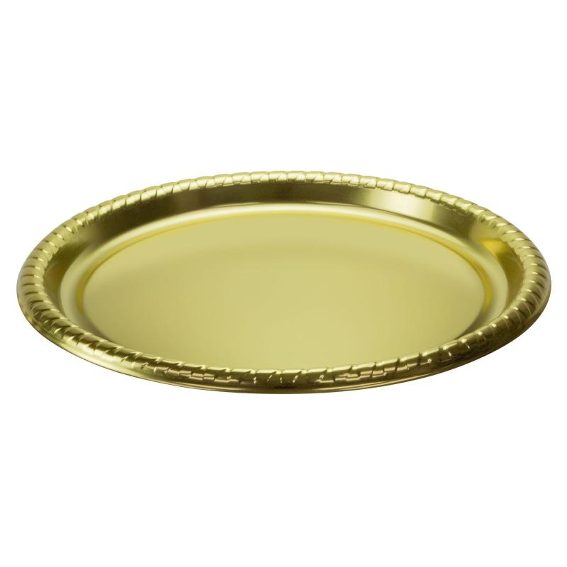 Lunar New Year | Metallic Gold Round Plastic Tray, 15.5In, 3Ct Holidays & Occasions Lunar New Year