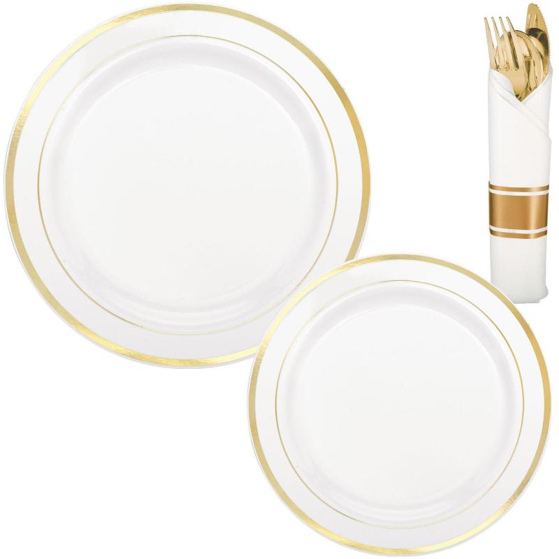 Lunar New Year | White Gold-Trimmed Premium Tableware Kit For 40 Guests Holidays & Occasions Lunar New Year