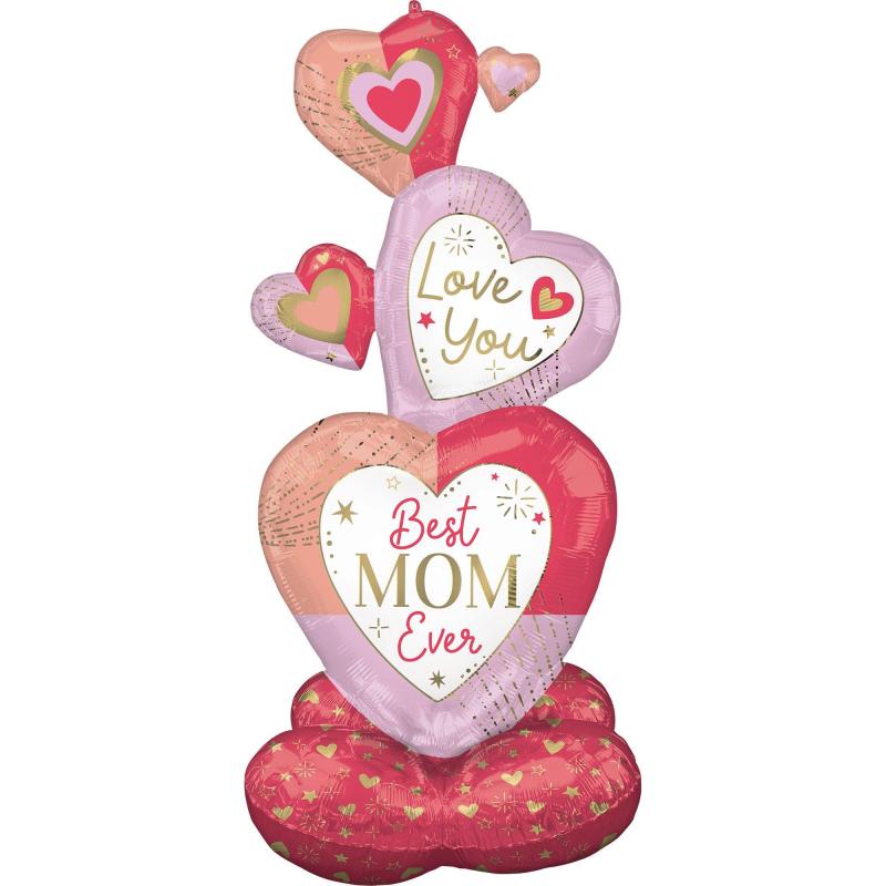 Mother’s Day | Airloonz Colorful Best Mom Ever Stacked Hearts Foil Balloon, 55In Holidays & Occasions Mother's Day