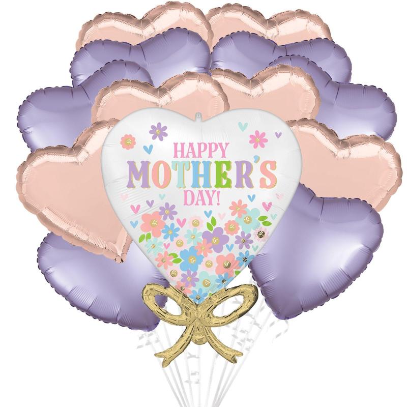 Mother’s Day | Butterfly, Flowers & Hearts Mother’s Day Foil Balloon Bouquet, 13Pc Holidays & Occasions Mother's Day