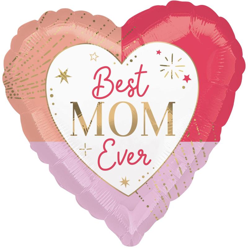 Mother’s Day | Colorful Best Mom Ever Heart Foil Balloon, 17In Holidays & Occasions Mother's Day