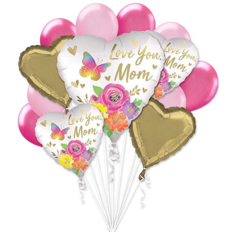 Mother’s Day | Deluxe Butterfly & Flowers Mother’s Day Foil & Latex Balloon Bouquet, 13Pc Holidays & Occasions Mother's Day