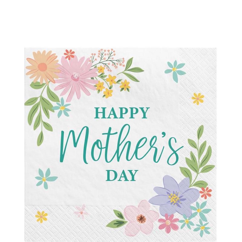 Mother’s Day | Floral Happy Mother’s Day Paper Lunch Napkins, 6.5In, 16Ct Holidays & Occasions Mother's Day