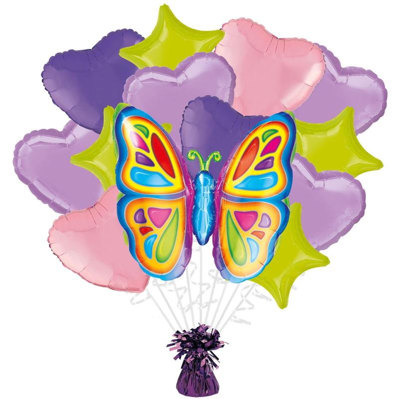 Mother’s Day | Flutter Butterfly Foil Balloon Bouquet With Balloon Weight, 14Pc Holidays & Occasions Mother's Day