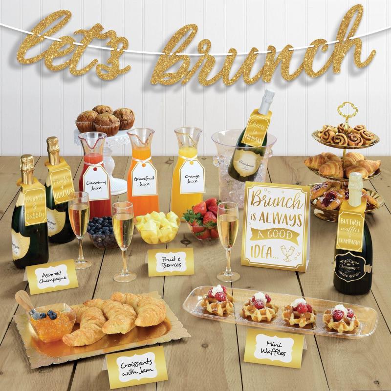 Mother’s Day | Glitter & Metallic Gold Brunch Buffet Table Decorating Kit 14Pc Holidays & Occasions Mother's Day