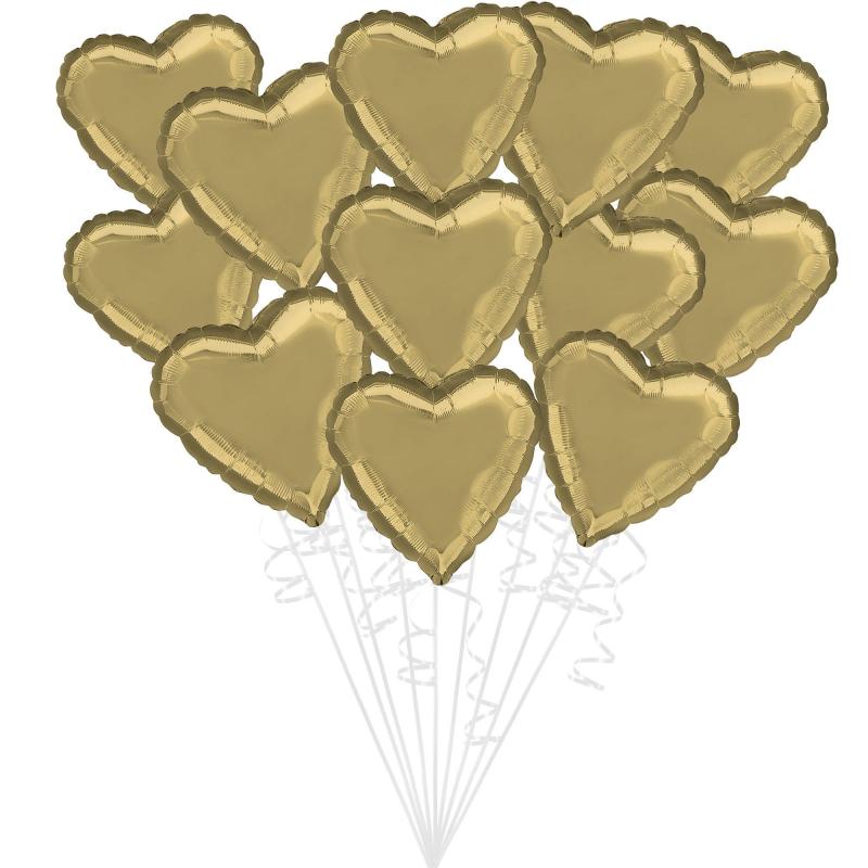 Mother’s Day | Gold Heart Foil Balloon Bouquet, 12Pc Holidays & Occasions Mother's Day