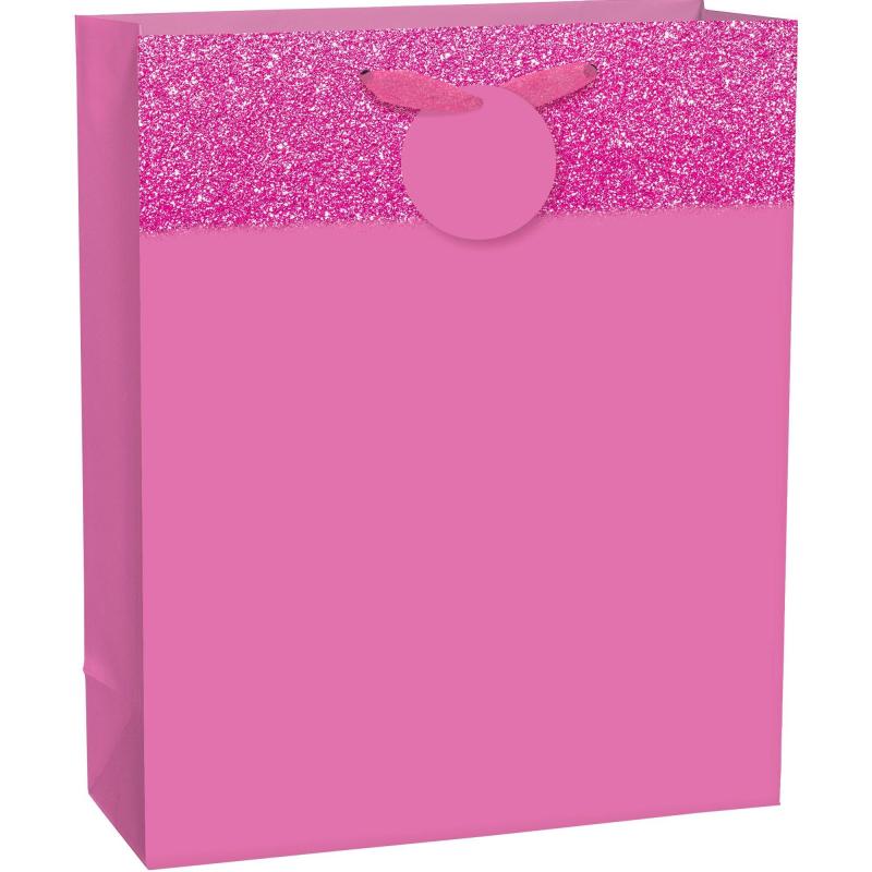 Mother’s Day | Large Glitter & Matte Bright Pink Gift Bag, 10.5In X 13In Holidays & Occasions Mother's Day