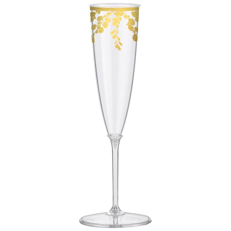 Mother’s Day | Metallic Gold Hanging Leaves Plastic Champagne Flutes, 5.5Oz, 16Ct Holidays & Occasions Mother's Day