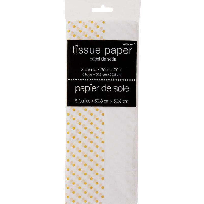 Mother’s Day | Metallic Gold Polka Dot Tissue Paper 8Ct Holidays & Occasions Mother's Day