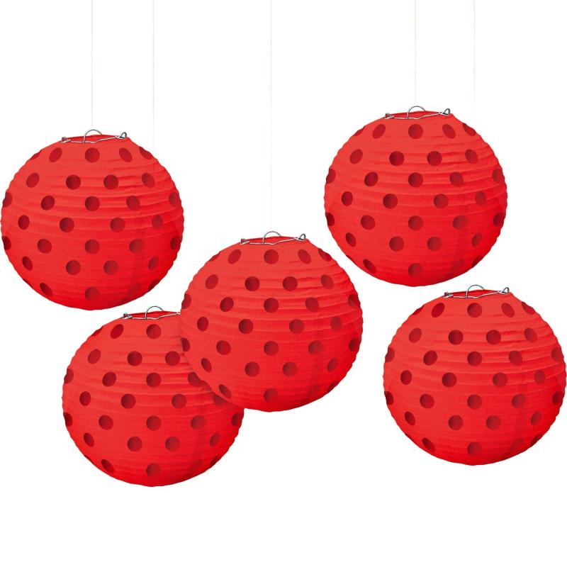 Mother’s Day | Mini Red Polka Dot Paper Lanterns 5Ct Holidays & Occasions Mother's Day