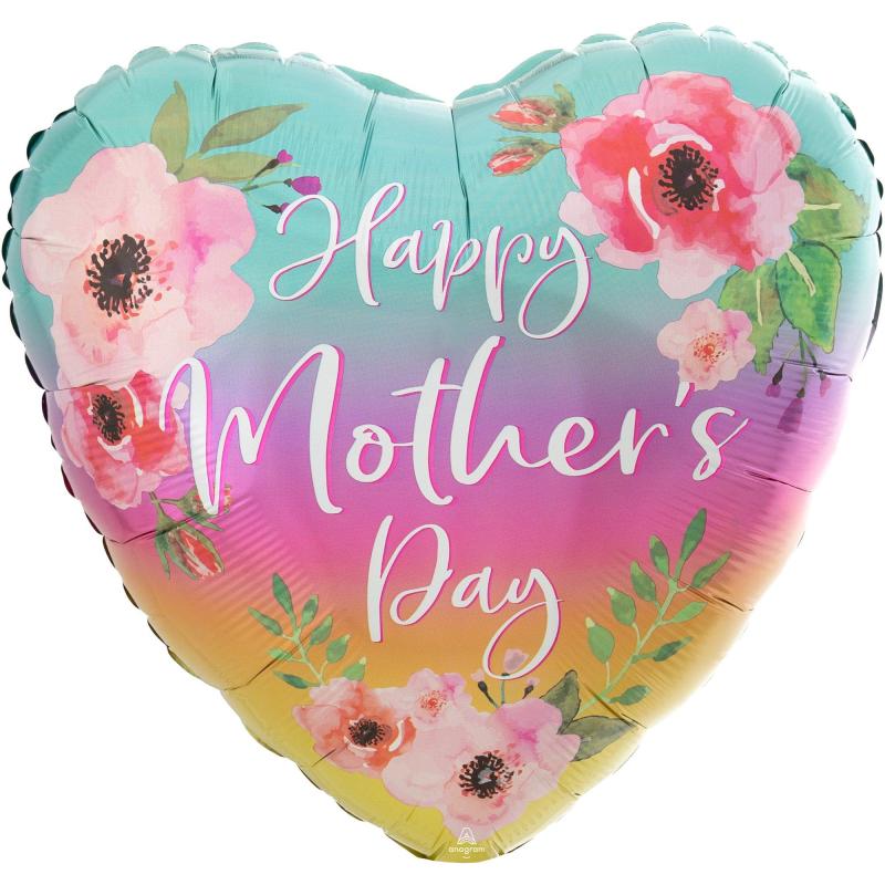 Mother’s Day | Ombre Floral Happy Mother’s Day Heart Foil Balloon, 28In Holidays & Occasions Mother's Day