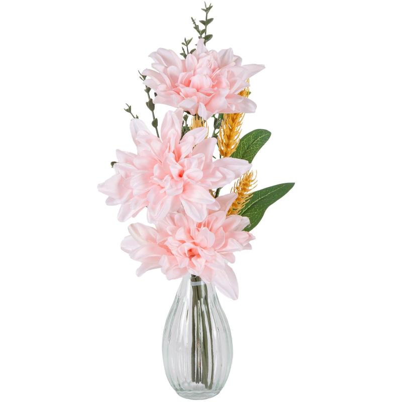 Mother’s Day | Pink Flowers & Greenery In Clear Glass Vase, 14In Holidays & Occasions Mother's Day