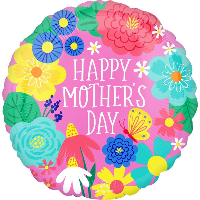 Mother’s Day | Pink Pretty Flowers Happy Mother’s Day Foil Balloon, 18In Holidays & Occasions Mother's Day