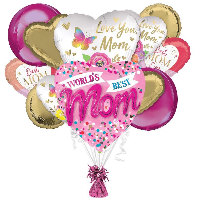 Mother’s Day | Premium Butterfly & Flowers Mother’s Day Foil Balloon Bouquet With Balloon Weight, 13Pc Holidays & Occasions Mother's Day