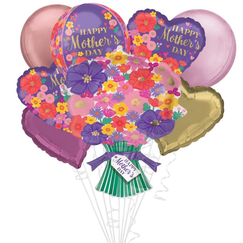 Mother’s Day | Premium Sweet Floral Happy Mother’s Day Foil Balloon Bouquet, 8Pc Holidays & Occasions Mother's Day